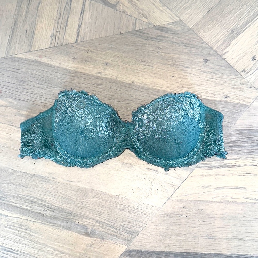 VICTORIA’S SECRET Size 34B Lace Push Up Padded Summer Sundress Strapless Bra ~